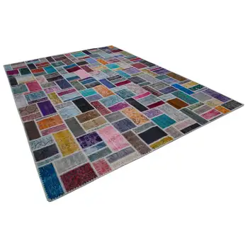 

263x358 Cm Multicolor Handmade Modern Patchwork Rug-9x12 Ft