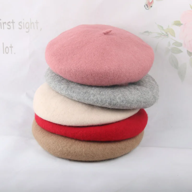 Женские береты в винтажном стиле; коллекция года; универсальные шапки ярких цветов на плоской подошве для детей; зимние шерстяные береты; осенние шапки для французского художника