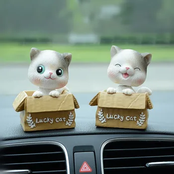 

Car Ornaments Cute Cat Shaking Head kitten interior Decoration Car accessories Resin High-end Creative Home Women Gift Cartoon