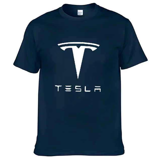 Мужская футболка с коротким рукавом и логотипом машины Tesla, летняя повседневная мужская однотонная хлопковая футболка, модная одежда в стиле хип-хоп Харадзюку - Цвет: as picture
