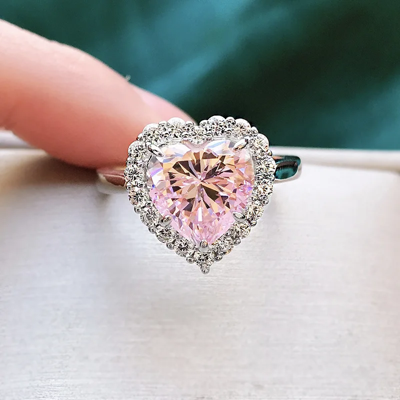 Gem Stone King Sterling Silver & 10K Rose Gold Garnet Heart Ring - With Diamonds, Sizes 5-9 - View #3