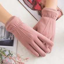 

Autumn And Winter Women'S Warm Double-Layer Plus Velvet Padded Cold-Proof Riding Touch Screen Gloves