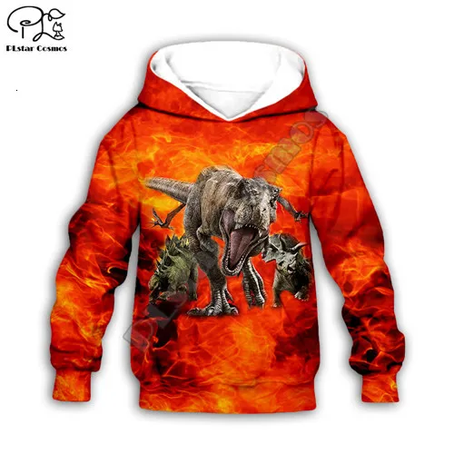 Kids hoodies Детские толстовки с 3d принтом динозавра Юрского периода для маленьких мальчиков и девочек, костюм с детскими рисунками, комплект детской одежды, толстовки, футболки - Цвет: Kids hoodies