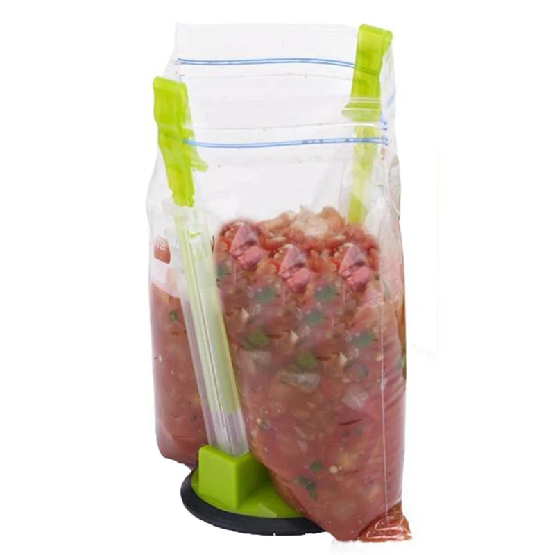 1 PCS Adjustable bag holder rack non-slip ziplock bag storage bag holder bag clip hands-free plastic rack kitchen bag rack 2