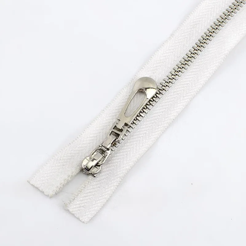 Белый 5pcs 20/30cm Close-End 40-70cm Open-End 3# Metal Zipper DIY Silver Tooth Coat Decoration Zip Garment Sewing Material ZA097 - Цвет: Белый