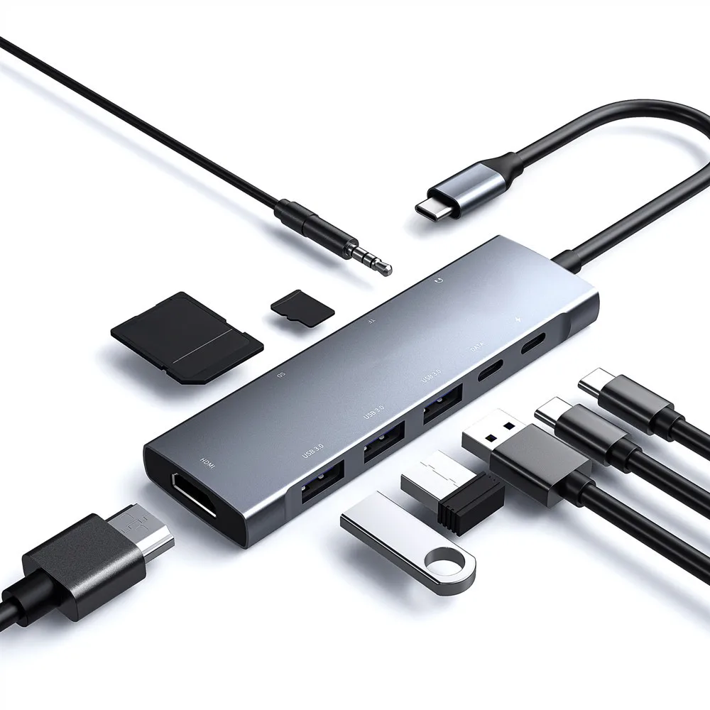 Hub USB C 90W pour Ordinateur, Ports Ethernet, Audio / Vidéo 4K et