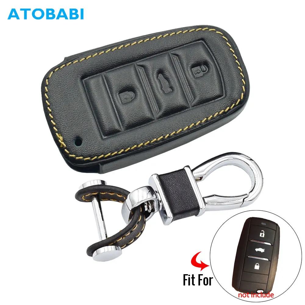 

Leather Car Key Case For Changan CS75 Eado CS15 CS35 Alsvin V7 Raeton 3 Buttons Smart Remote Fob Cover Keychain Protector Bag