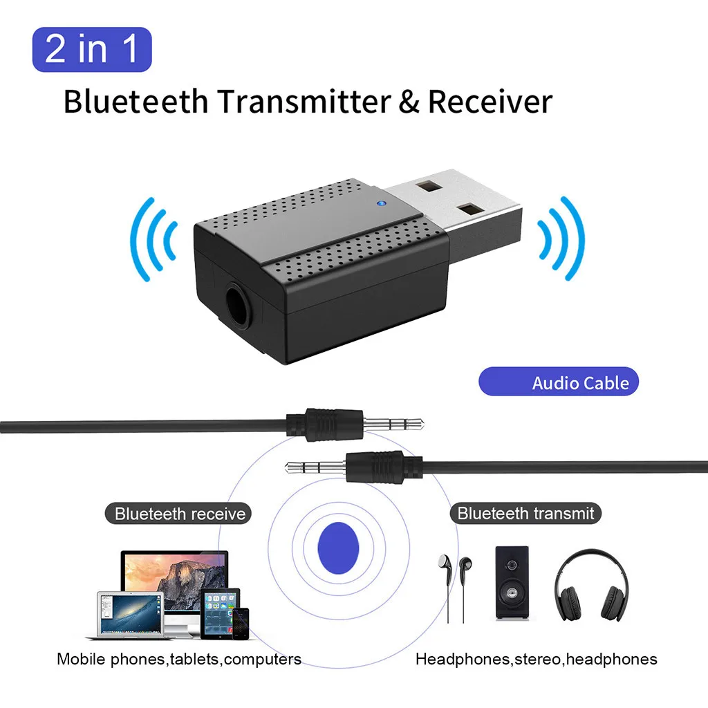 Bluetooth аудио приемник беспроводной мини стерео Bluetooth аудио стерео передатчик приемник 3,5 мм AUX и USB адаптер 2в1