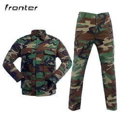 Uniform Suit BDU Male Army Militar Tactical Camouflage Jacket and Pants Regular  Combat Clothing Warm and Windproof Fabric Cloth