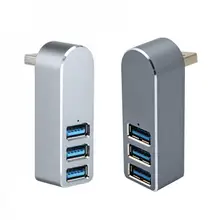 Алюминиевый сплав мини 3 порта USB 3,0 концентратор поворотный USB разветвитель адаптер для ПК ноутбука