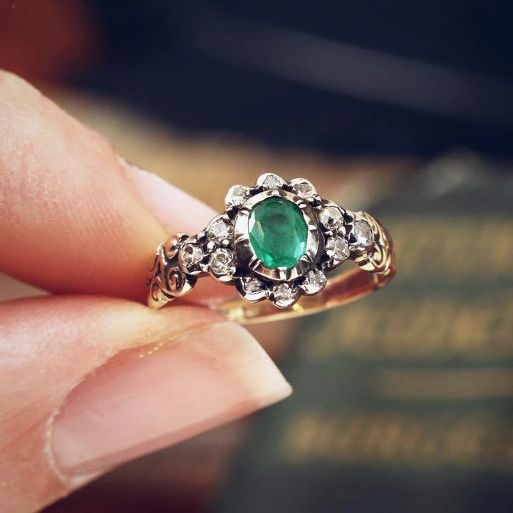 anillos mujer regalos para mujeres originales alianzas de bodaAnillos circonia cúbica con piedra verde dorada para Mujer, joyería de compromiso de boda nupcial, flor regalos de diseñador, Anillos para Mujer|Anillos|