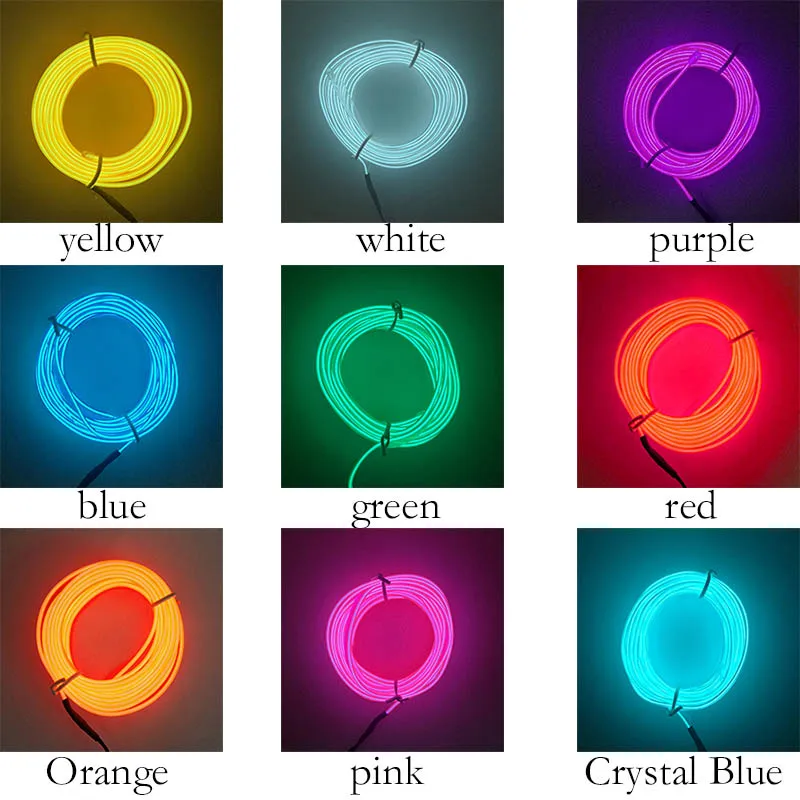 

Haoyuehao 1 Cold Light Separate Line LED Car Light 2M 10 Color Car Atmosphere Lamp Cold Light Illuminate Car Accessories DC 12V