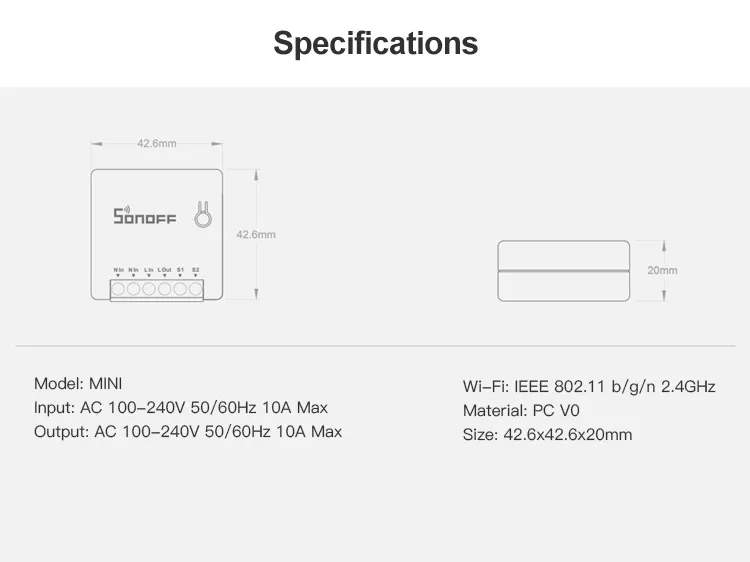 Sonoff MINI DIY Smart Switch Двухканальное ДУ управление Wifi переключатель умный дом Поддержка внешнего переключателя работа с Alexa Google Home