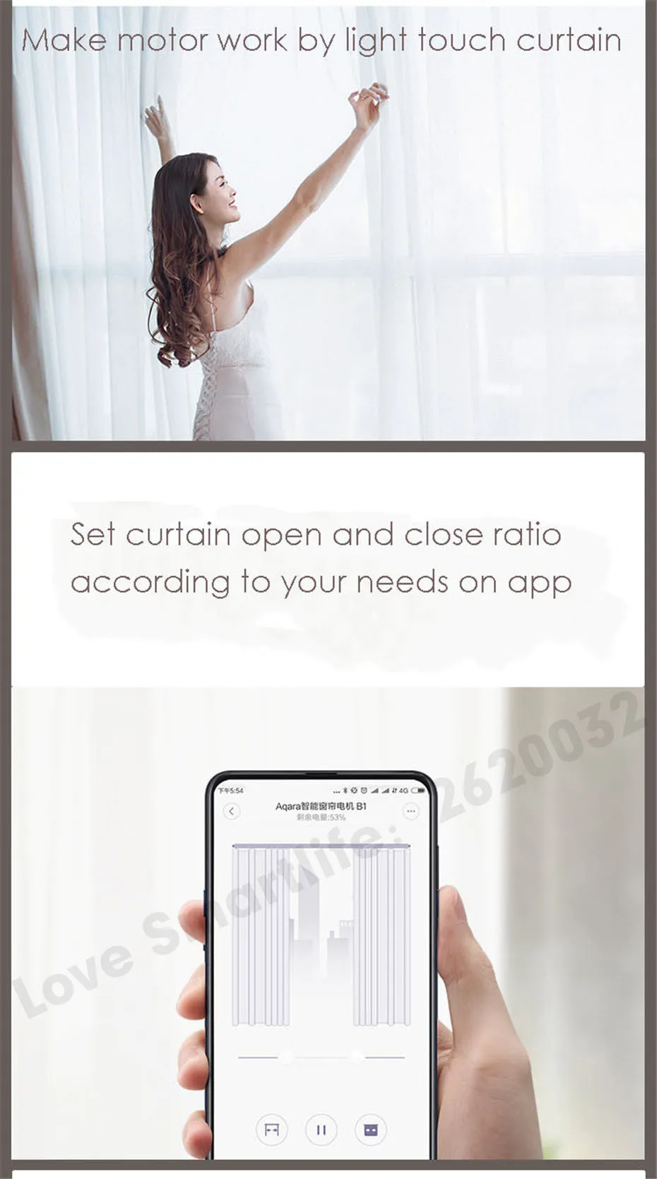 xiaomi Super Silent Curtain Track+Aqara B1 Li battery Motor,Mi Home App Apple Homekit,Smart Curtain Rails Control System,Mijia Smart Curtain System, Siri Voice Control -23