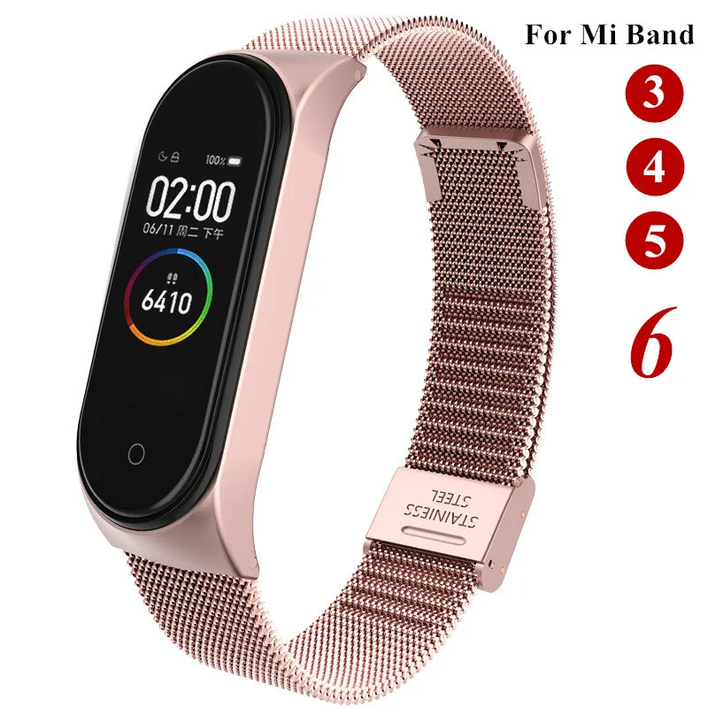 Correa de Metal para Xiaomi Mi Band 3, 4, 5, 6, pulsera de acero inoxidable sin tornillo para Mi Band 6, 4, 3, 5