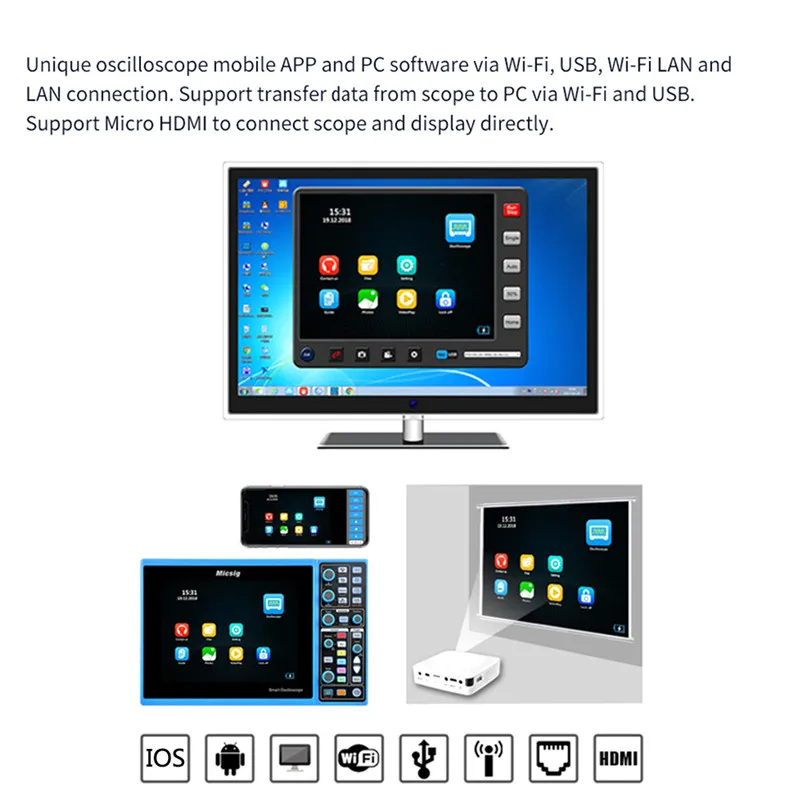 Micsig планшетный осциллограф STO1104C Plus 100 МГц 4CH 1GSa сенсорный экран с батареей 28mpts цифровой осциллограф