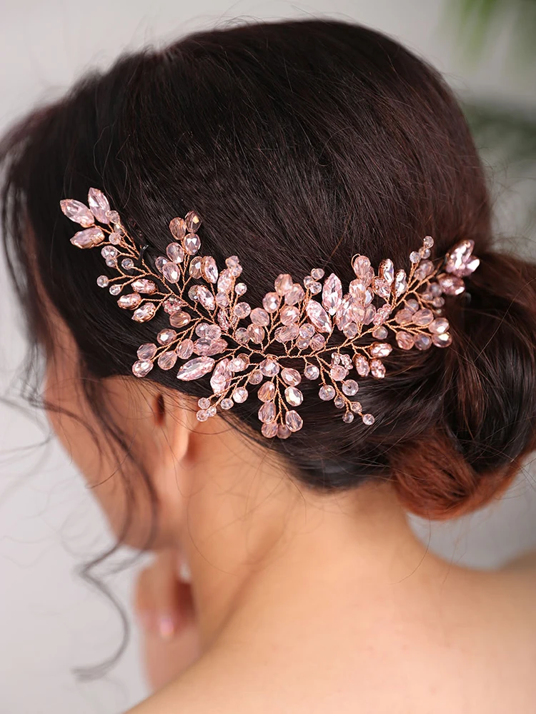 Свадебная тиара свадебная повязка на голову розовый головной убор из розового