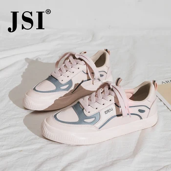 

JSI Spring New Casual Shoes Solid Color Lace-up Low-top Flat Shoes Comfortable Breathable Vulcanized Shoes Women Sneakers JY149