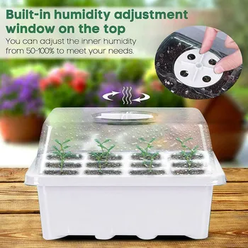 

12 Cells Seed Tray Grow Box Nursery Pot Seedling Starter Germination Kit with Dome Plant Tags for Flower Garden #F5