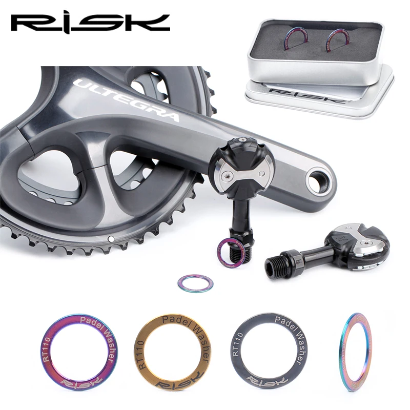 Risk 2 шт. шайба педали из титанового сплава MTB шоссейная велосипедная педаль ось прокладка велосипедная рукоятка шайба прокладка Аксессуары для велосипеда