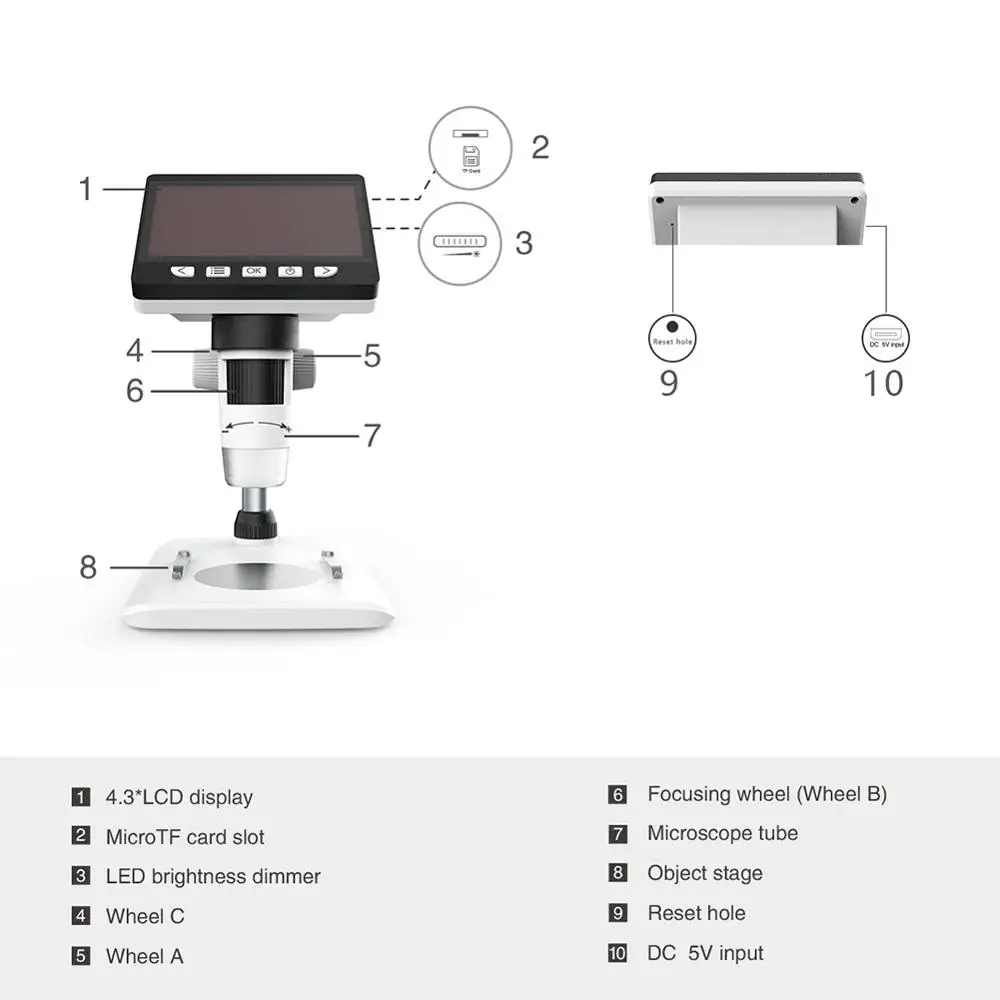US $57.80 1000X 43 1080P 8 LEDs USB microscope Digital Electronic Microscope Support for Soldering Camera Digital Magnifier