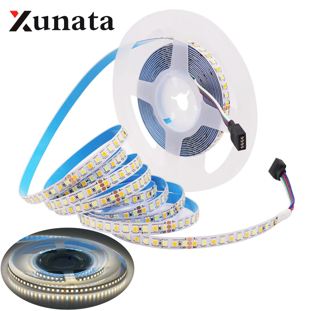 DC 24V SMD 2835 LED Strip Light IP21 No Waterproof Color Temperature 168 Leds/m White+Warm White CCT Led 5m |