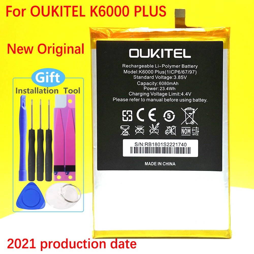 100% Новый оригинальный 6080mAh K 6000 PLUS аккумулятор для Oukitel K6000 мобильный телефон