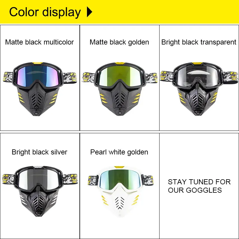 Motorcycle Glasses Windproof Motorbike dust-proof Goggles Detachable Goggle UV Protection Ski for Halley Open Face Helmet Mask