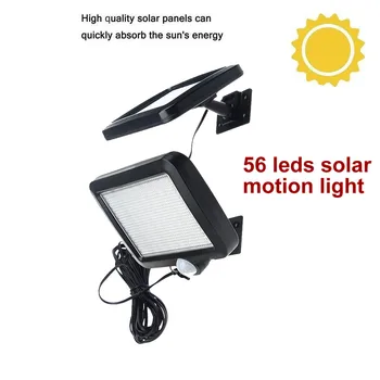 

56 leds solar light motion sensor for garden lantern camps wall security street deck decor fence indoor use w 5M cable