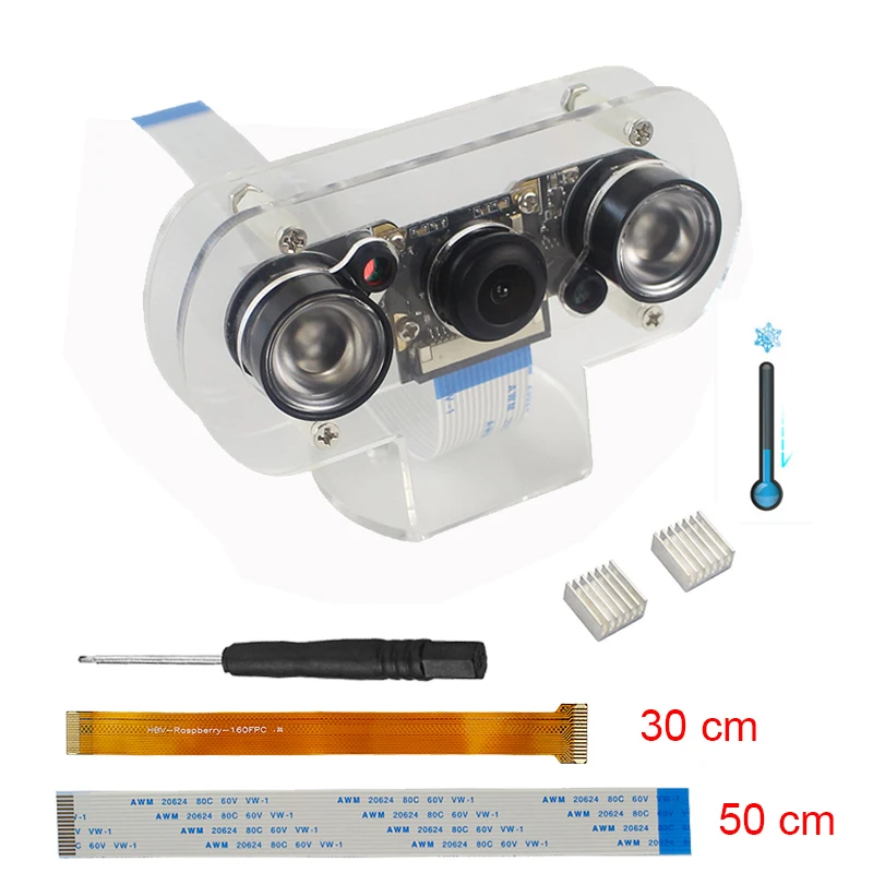 Ceny Raspberry Pi 4 Model B 3B + Zero kamera Night Vision 130 ° kamera szerokokątna 5MP kamera internetowa + 2 diody podczerwieni IR LED + akrylowy uchwyt