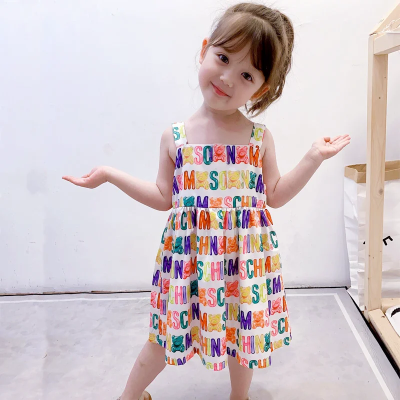HIPAC Toddler Girls Princess Dress for Baby Kawaii Sleeveless Letter Printed 2020 Summer Dresses Kid Little Girl Clothing
