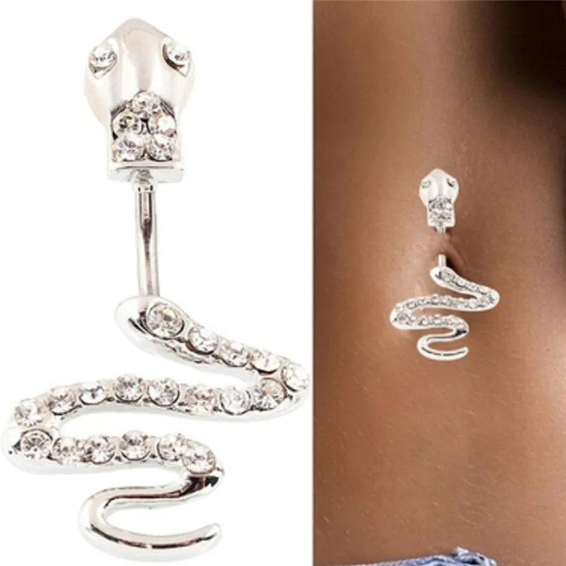 Retail Snake Belly Button Ring Fashion Lady Body Piercing Navel Ring Jewelry Belly Bar 14G 316L Surgical Steel Bar Nickel-free