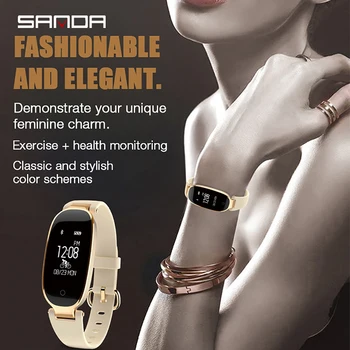 

Women Smart Watch SANDA S3 Smart Ladies Watches Music Control Lovely Bracelet OLED Screen Heart Rate Monitor Blood Pressure