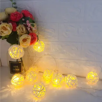 

ICOCO 10 LED Light 2M String Rattan Ball Lamp Battery Operated Copper Wire Christmas Decor Fairy Light for Home Wedding Party