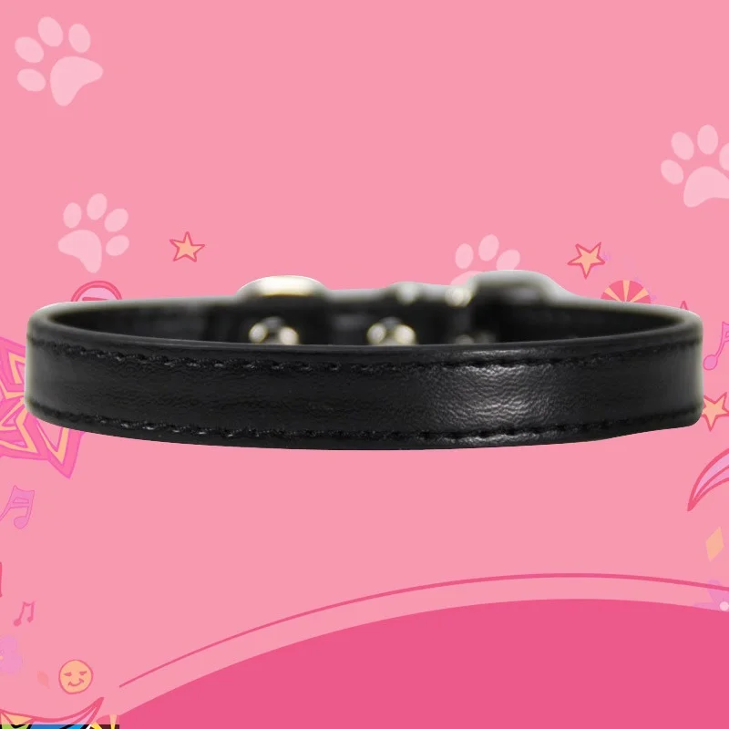 Pet Dog Collar Simple PU Adjustable Dogs Cats Collar Control Handle Training Pet Puppy Kitten Collar Pet Supplies Products