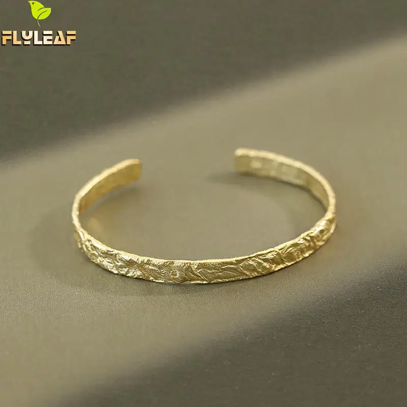 

Silver Bracelet 925 Sterling Silver 18k Gold Bumpy Bangles For Women INS Popular Luxury Lady Fine Jewelry Flyleaf