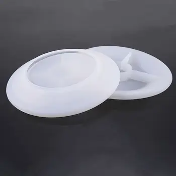 

Crystal Epoxy Mold DIY Handmade Round Flat Plate Brightening Mirror Plates Silicone Mould X7YC