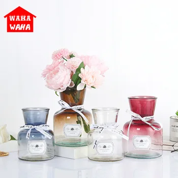 

Creative Tabletop Small Vase Glass Gradated Colored Flower Arranging Tabletop Home Decor Living Room Decoration Plant Vase