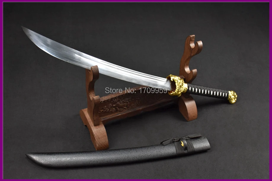 Chinese Kung Fu Tiger Head Broadsword Sword WuShu Da Dao Sharp High Carbon Steel Blade Outdoors Knife Saber