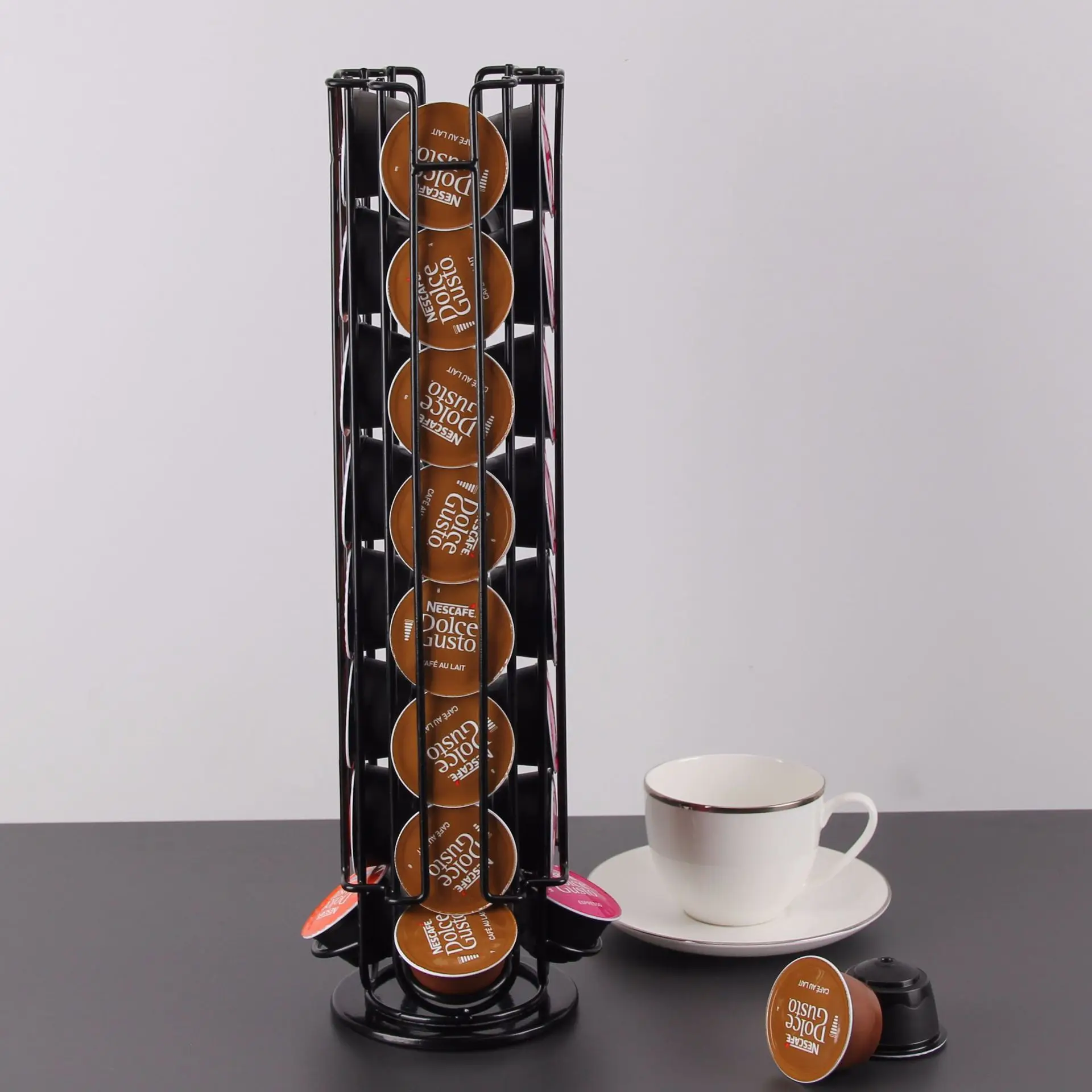 Draaibare 32Cups Zwarte Koffie Pods Dolce Gusto Capsule Houder Metalen Koffie Capsule Stand Display Opslag Planken Rack|Opslag houders & Rekken| - AliExpress