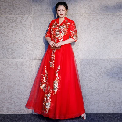 long Милое вечернее платье нового размера плюс Robe De Soiree T297 с вышивкой Женские вечерние платья винтажные элегантные длинные вечерние платья - Цвет: long