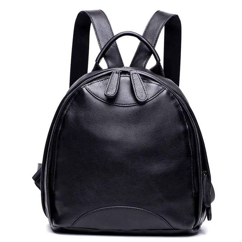 

Full-grain Leather Travel Backpack Women's European And American Minimalist Style Genuine Leather Multilayer New Style LADY'S Ba