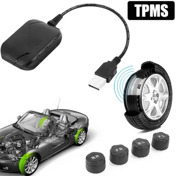 

Universal Tpms Usb 4 External Sensor Tire Pressure Car TPMS Wireless Car Multi Media Tpms for Android