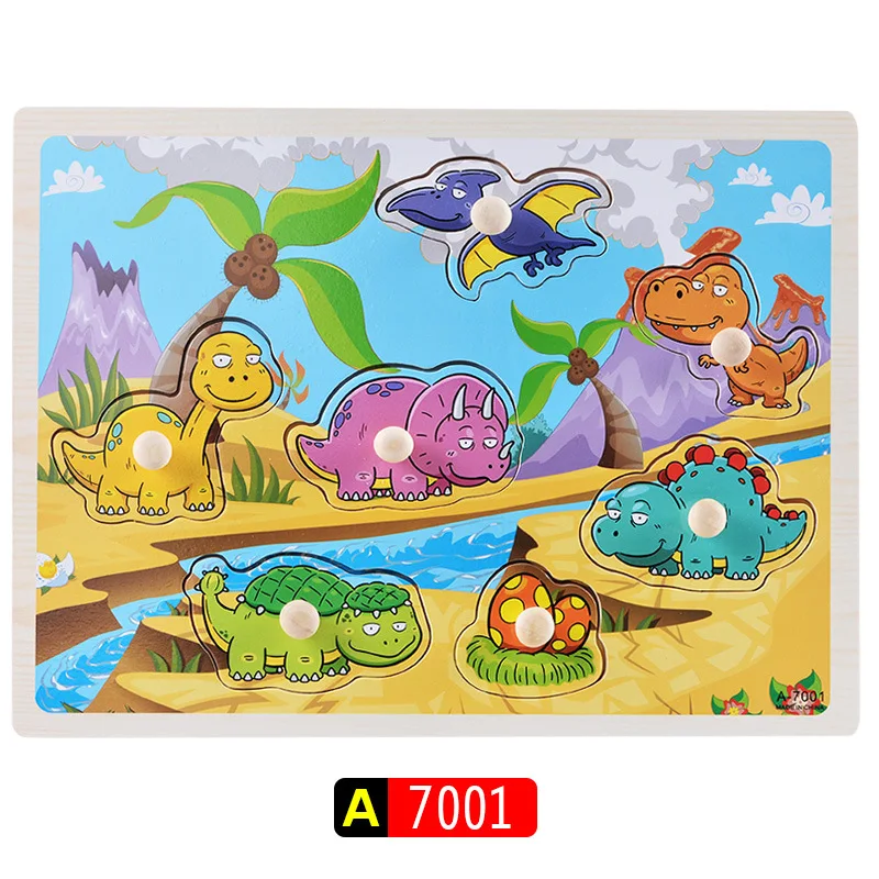 Logwood детская игрушка Монтессори деревянная головоломка/ручной захват доска обучающая деревянная игрушка мультяшный автомобиль/Морские животные головоломка для детей - Цвет: A-7001