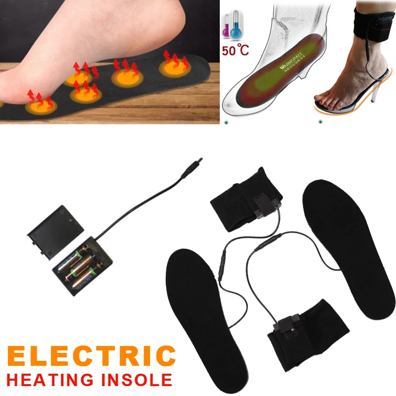 

Heated Shoe Insoles Non Woven Home Furnishing Winter Keep Warm Black Battery Heater Insoles Electric Foot Heated Unisex Snow