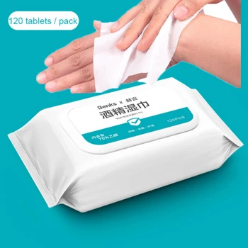 

120PCS/BAG Disposable 75% Alcohol Wipes Sterilization Portable Wipes Antibacterial Cleaning Care Alcohol Wet Wipes Pads