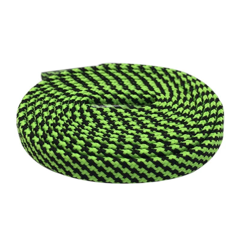 Coolstring 7mm Premium Black Green Striped Flat Polyester Shoelaces For