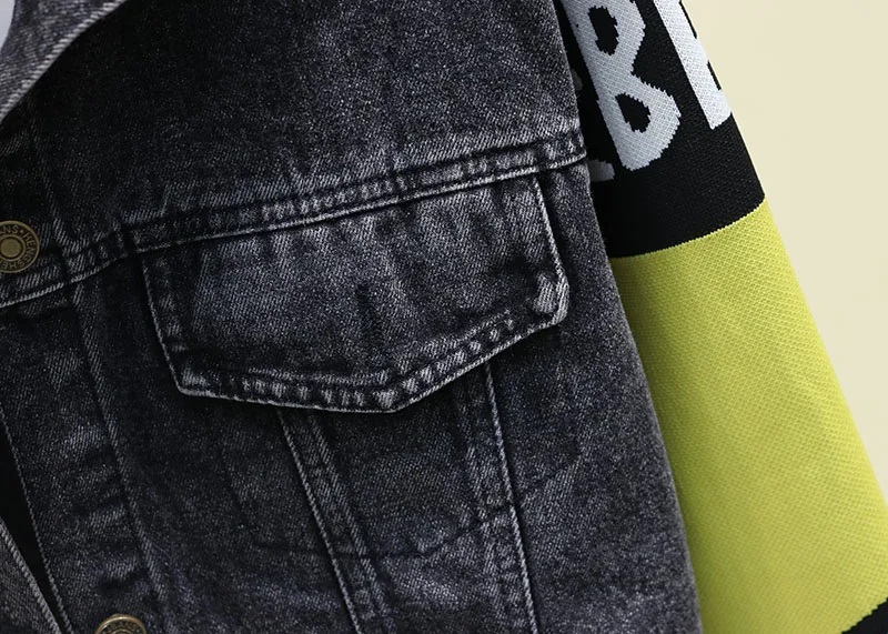 Европейская Осенняя новая свободная короткая трикотажная джинсовая куртка с рукавами «летучая мышь» женская черная джинсовая куртка студенческий кардиган-пончо