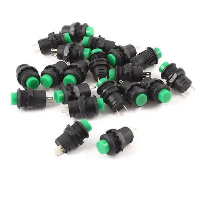 

20 Pcs 3A/125VAC 1.5A/250VAC Self Lock 1NO 1NC Round Green Pushbutton Switch
