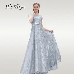 It'sYiiya элегантное вечернее платье серебристо-серый халат De Soiree блестящие хрустальные женские вечерние платья с круглым вырезом Вечерние